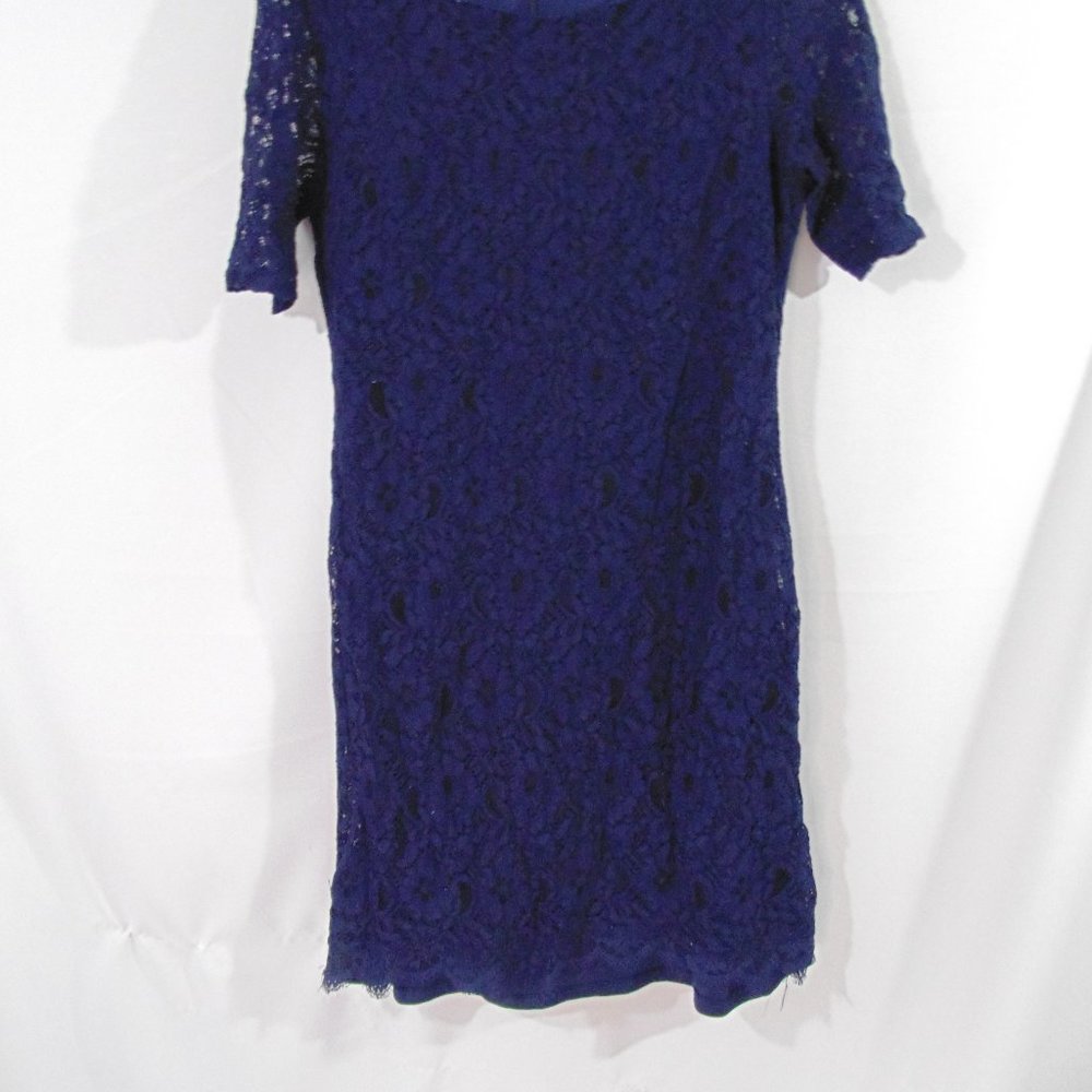 Dana Buchman Navy Blue Lace cocktail Dress Size L - Picture 4 of 4